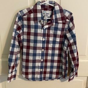 Maroon and blue plaid button down
